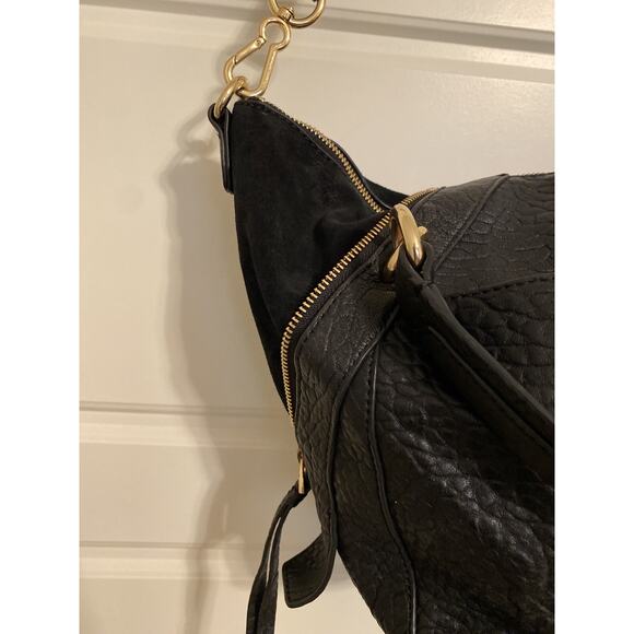 Vince Camuto Purse Bag Black Pebbled Leather Snap & Zip Multi Compartment - Picture 16 of 16